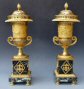 A fine pair of French vases ‘brûle parfums’, d’epoque Louis XVI, gilt bronze and marble. Circa 1780.